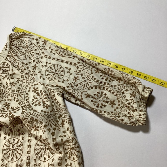 Ralph Lauren Women's Eyelet Cream and Brown Embroidered Blouse - Picture 16 of 16